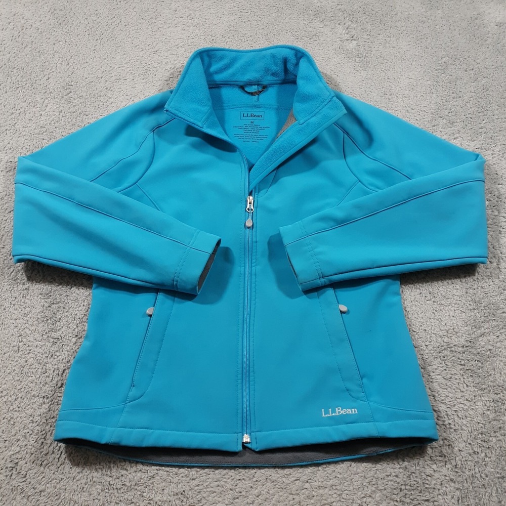 L.L. Bean Jacket Full Zip Womens Medium Blue‎ Outdoor Travel Windbreaker